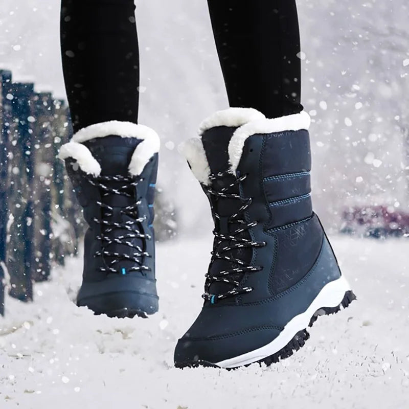 Women Boots Waterproof Heels Boots For Winter 2023 Tren Platform Ankle Boots Keep Warm Snow Shoes Plush Outdoor Short Boots