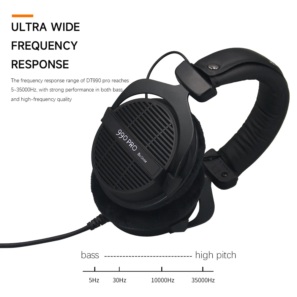 DT990PRO Black Limited Edition Open HIFI Headphones for Microphones Enhanced Sound Quality