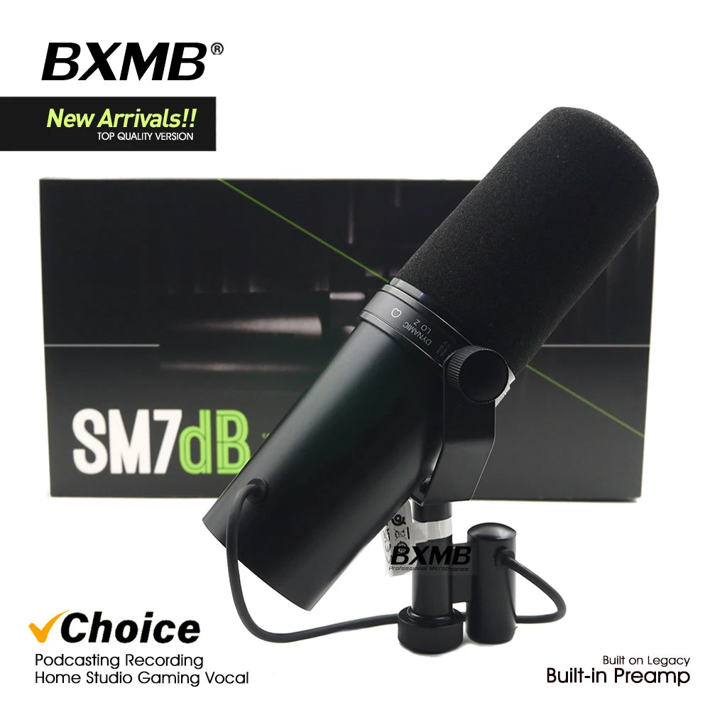 Newest! Top Quality SM7DB Dynamic Vocals SM7B Microphone With Built-in Preamp ﻿For Podcasting Studio Recording Gaming Broadcast