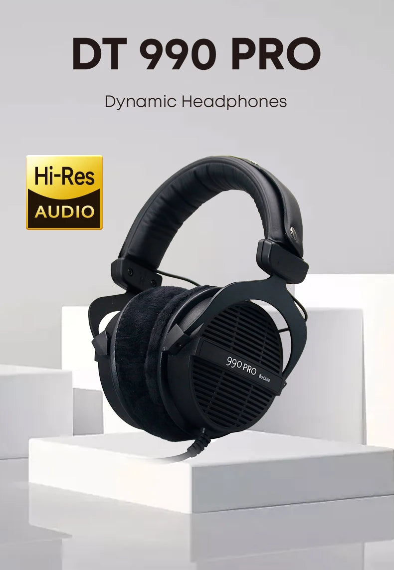 DT990PRO Black Limited Edition Open HIFI Headphones for Microphones Enhanced Sound Quality