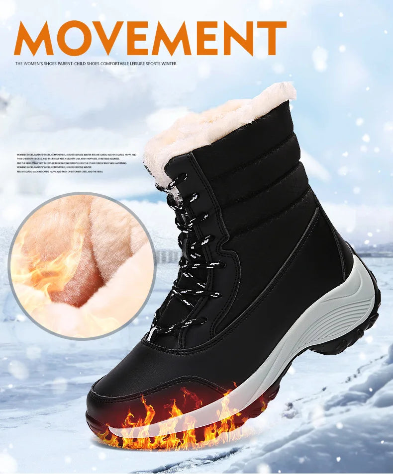 Women Boots Waterproof Heels Boots For Winter 2023 Tren Platform Ankle Boots Keep Warm Snow Shoes Plush Outdoor Short Boots