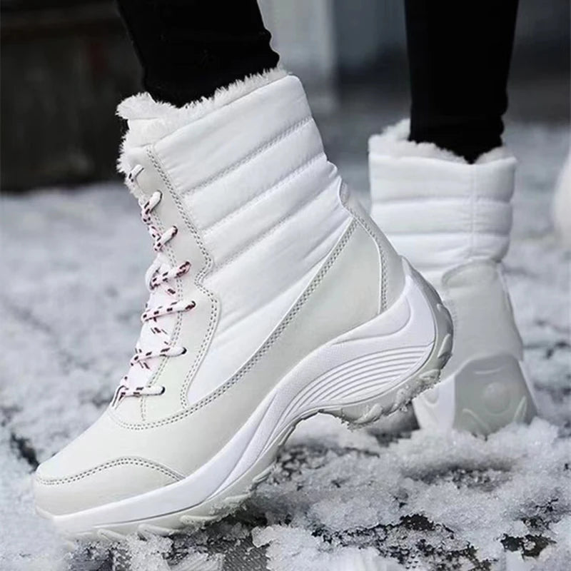 Women Boots Waterproof Heels Boots For Winter 2023 Tren Platform Ankle Boots Keep Warm Snow Shoes Plush Outdoor Short Boots