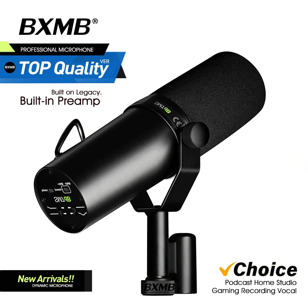 Newest! Top Quality SM7DB Dynamic Vocals SM7B Microphone With Built-in Preamp ﻿For Podcasting Studio Recording Gaming Broadcast